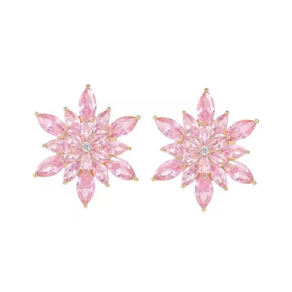 1 Pair Lady Sweet Flower Artificial Crystal Ear Studs