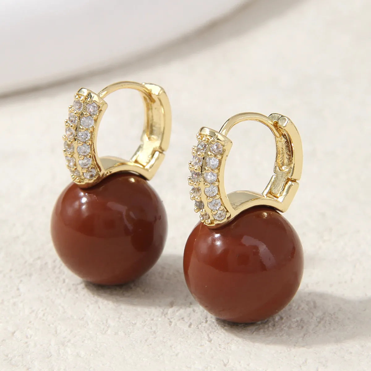 1 Pair Lady Sweet Simple Style Round Inlay Copper Alloy Artificial Pearls Zircon Ear Clip