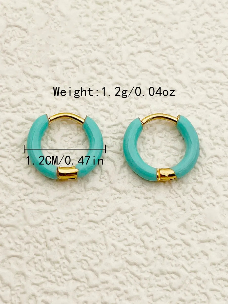 1 Pair Lady Sweet Streetwear Circle Polishing Enamel Plating Stainless Steel Gold Plated Earrings