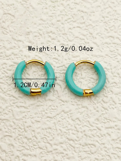 1 Pair Lady Sweet Streetwear Circle Polishing Enamel Plating Stainless Steel Gold Plated Earrings