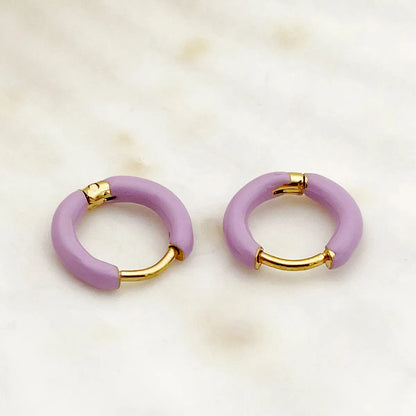 1 Pair Lady Sweet Streetwear Circle Polishing Enamel Plating Stainless Steel Gold Plated Earrings