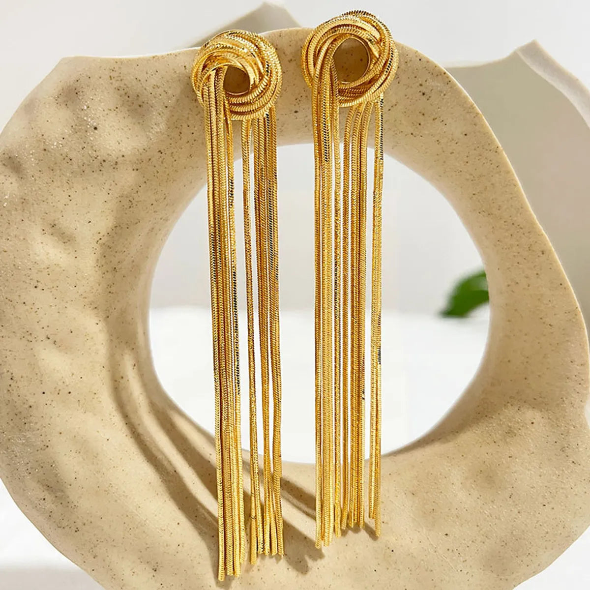 1 Pair Lady Tassel Plating Copper 18k Gold Plated Drop Earrings