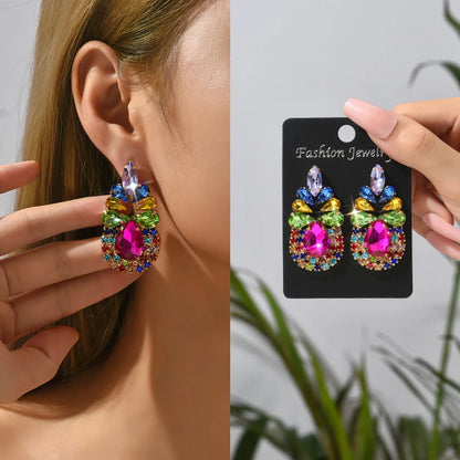 1 Pair Lady Water Droplets Artificial Gemstones Women's Drop Earrings