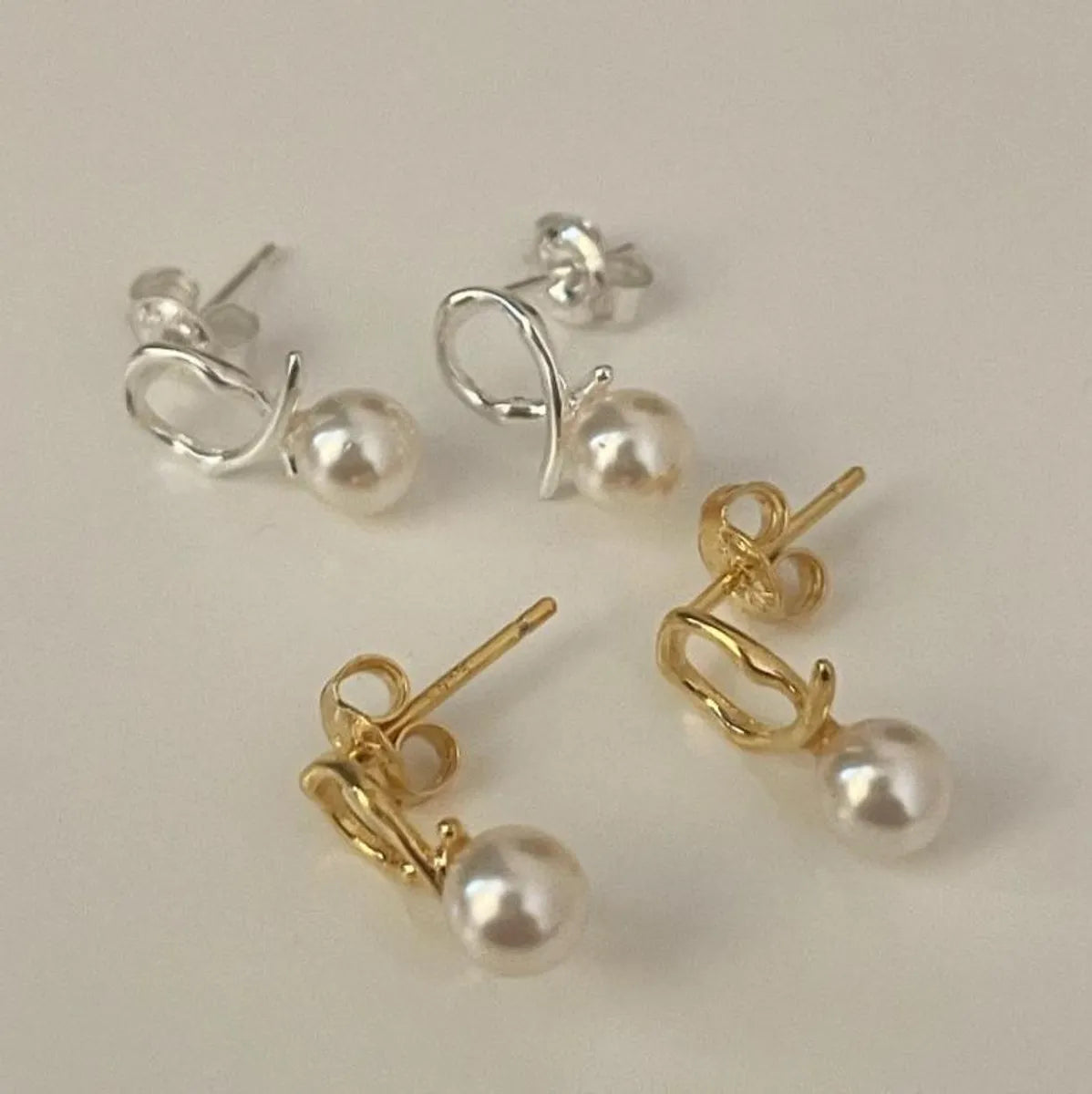 1 Pair Lady Water Droplets Baroque Pearls Sterling Silver Ear Studs