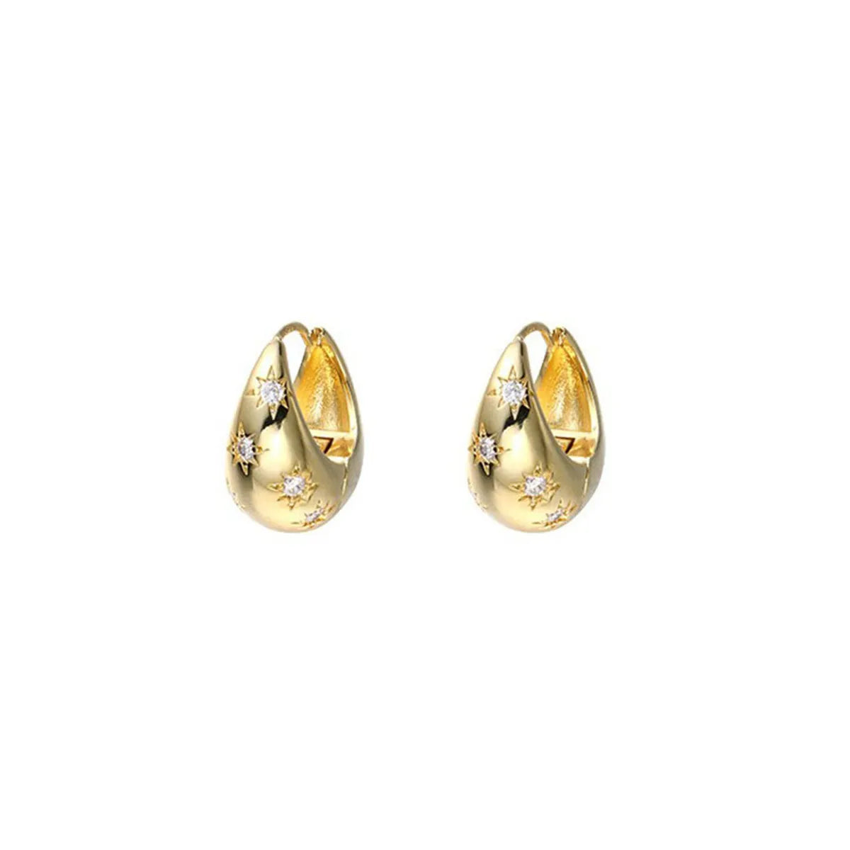 1 Pair Lady Water Droplets Plating Inlay Metal Artificial Crystal Gold Plated Silver Plated Earrings