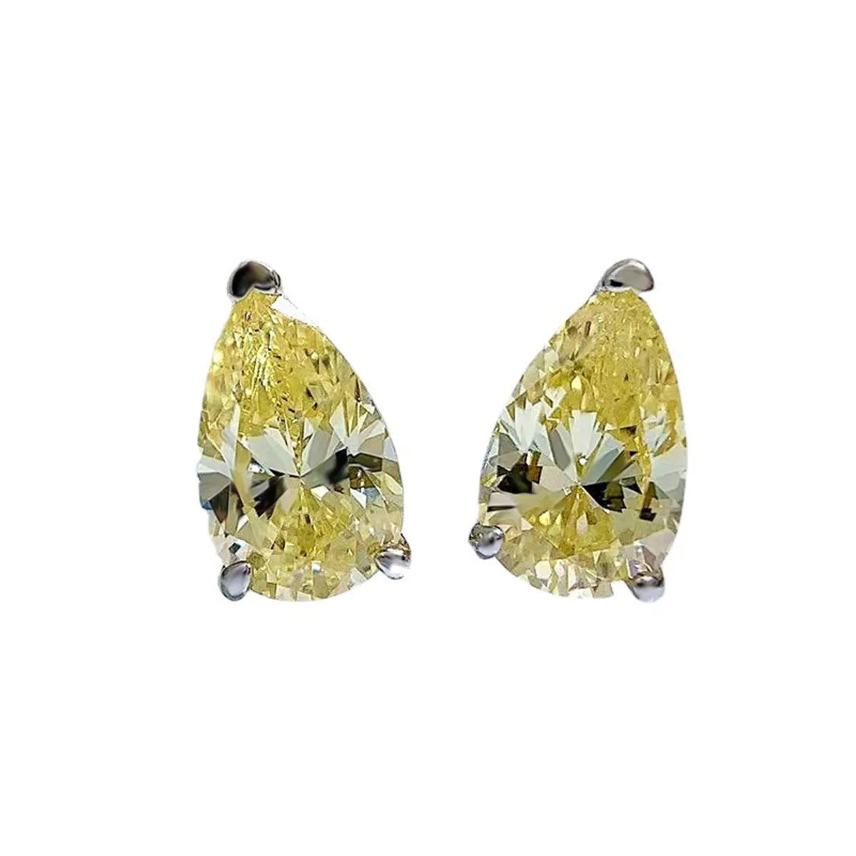 1 Pair Lady Water Droplets Plating Inlay Sterling Silver Artificial Diamond Ear Studs