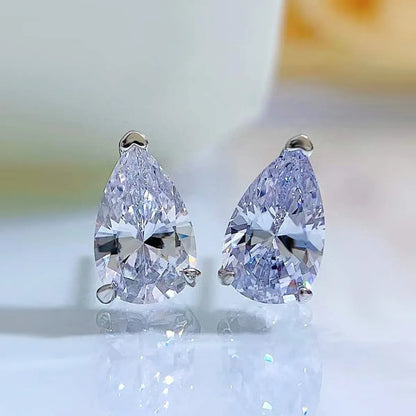 1 Pair Lady Water Droplets Plating Inlay Sterling Silver Artificial Diamond Ear Studs