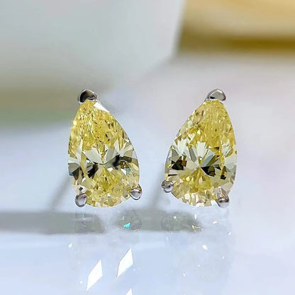 1 Pair Lady Water Droplets Plating Inlay Sterling Silver Artificial Diamond Ear Studs