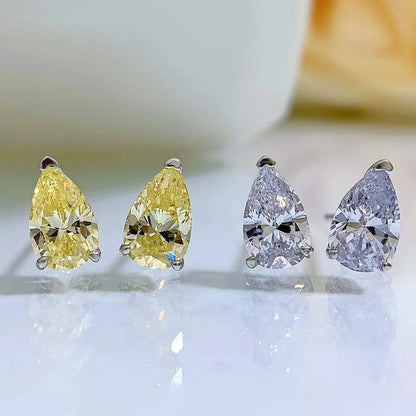 1 Pair Lady Water Droplets Plating Inlay Sterling Silver Artificial Diamond Ear Studs