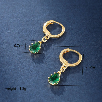 1 Pair Lady Xuping Simple Style Geometric Plating Inlay Copper Alloy Artificial Gemstones 18k Gold Plated 24k Gold Plated White Gold Plated Drop Earrings