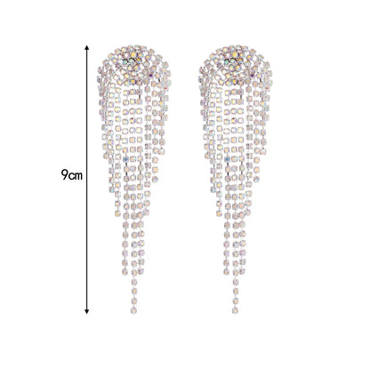 1 Pair Luxurious Bridal Geometric Plating Inlay Copper Rhinestones Silver Plated Drop Earrings