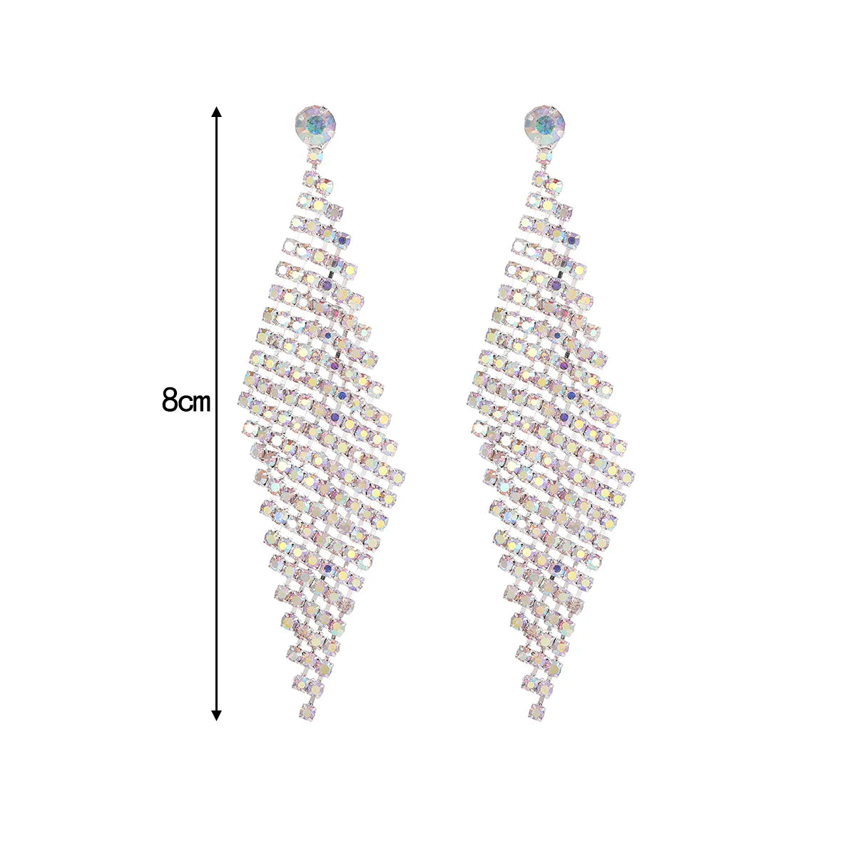 1 Pair Luxurious Bridal Geometric Plating Inlay Copper Rhinestones Silver Plated Drop Earrings