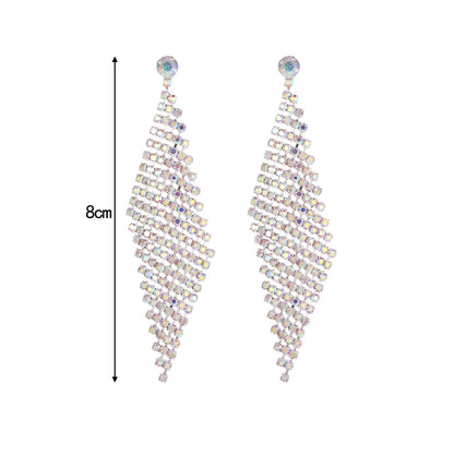 1 Pair Luxurious Bridal Geometric Plating Inlay Copper Rhinestones Silver Plated Drop Earrings