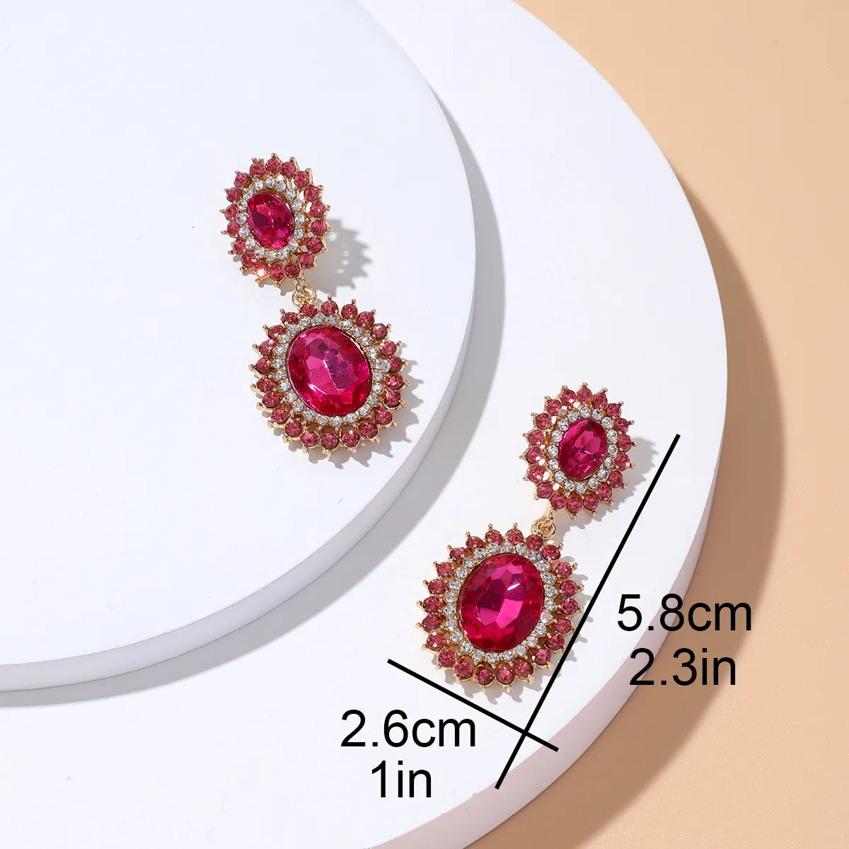 1 Pair Luxurious Bridal Oval Plating Inlay Alloy Rhinestones Drop Earrings