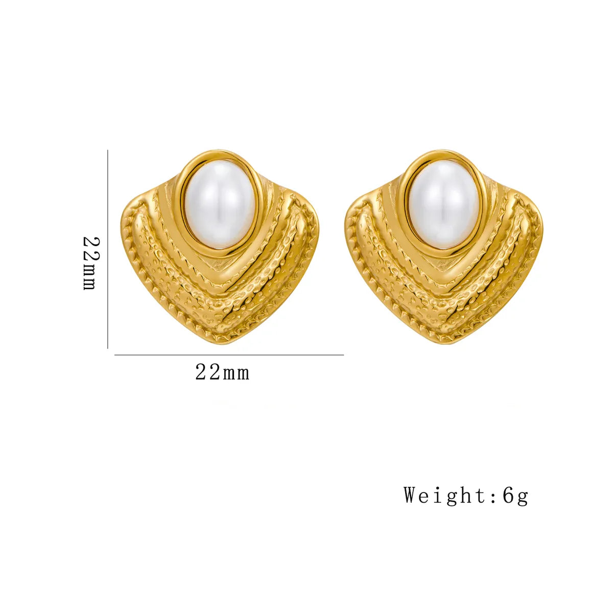 1 Pair Luxurious Classic Style Irregular Quadrilateral Plating Inlay 304 Stainless Steel Artificial Pearls 18K Gold Plated Ear Studs