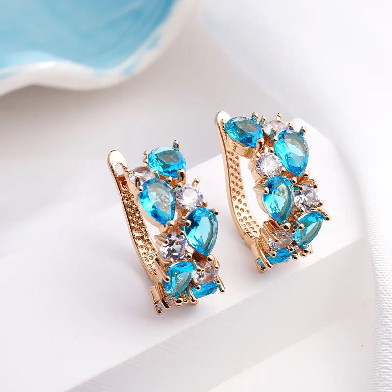 1 Pair Luxurious Color Block Plating Inlay Copper Zircon 14K Gold Plated 18K Gold Plated K Gold Plated Ear Cuffs