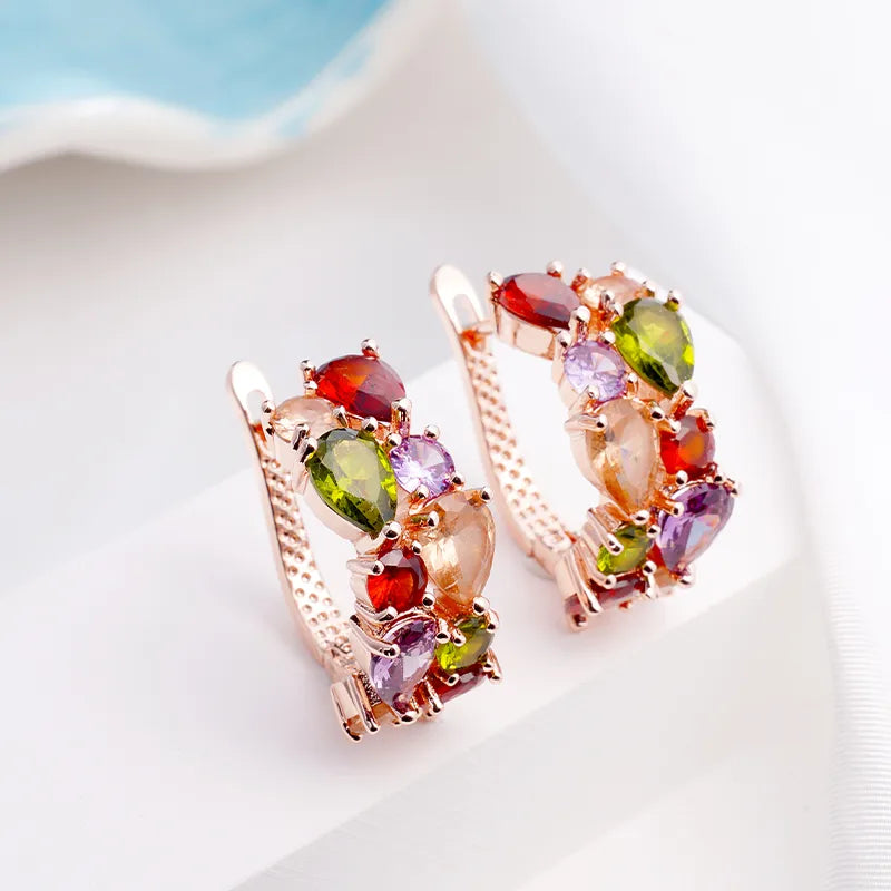 1 Pair Luxurious Color Block Plating Inlay Copper Zircon 14K Gold Plated 18K Gold Plated K Gold Plated Ear Cuffs