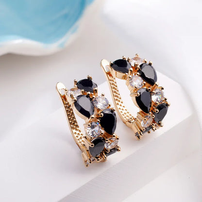 1 Pair Luxurious Color Block Plating Inlay Copper Zircon 14K Gold Plated 18K Gold Plated K Gold Plated Ear Cuffs