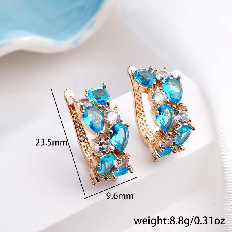 1 Pair Luxurious Color Block Plating Inlay Copper Zircon 14K Gold Plated 18K Gold Plated K Gold Plated Ear Cuffs