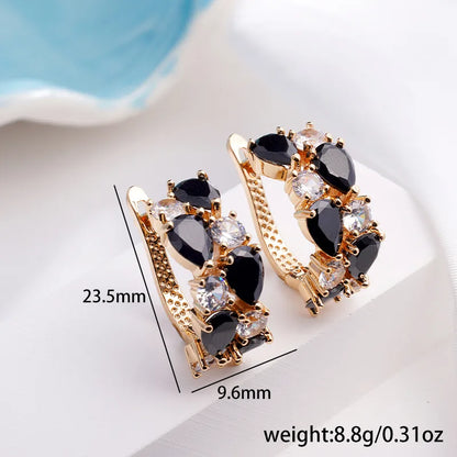 1 Pair Luxurious Color Block Plating Inlay Copper Zircon 14K Gold Plated 18K Gold Plated K Gold Plated Ear Cuffs