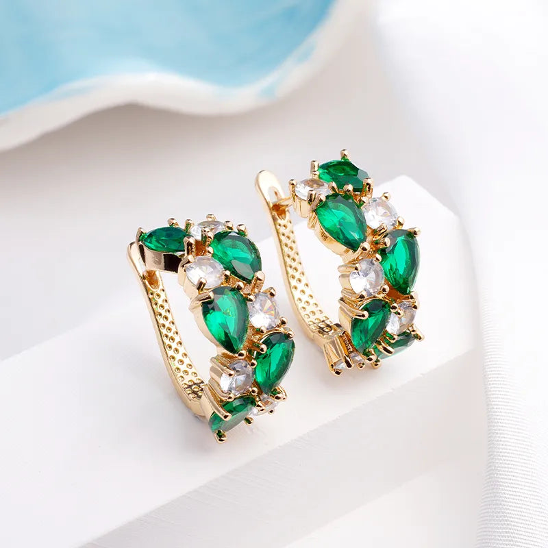 1 Pair Luxurious Color Block Plating Inlay Copper Zircon 14K Gold Plated 18K Gold Plated K Gold Plated Ear Cuffs