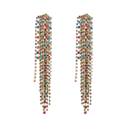 1 Pair Luxurious Fashion Classic Style Tassel Alloy Tassel Inlay Rhinestones Gold Plated Silver Plated Women's Drop Earrings