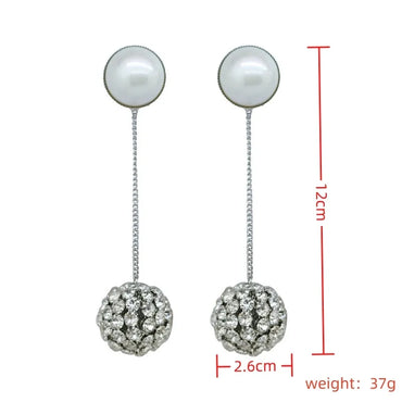 1 Pair Luxurious French Style Round Plating Inlay Alloy Artificial Pearls Rhinestones Silver Plated Drop Earrings