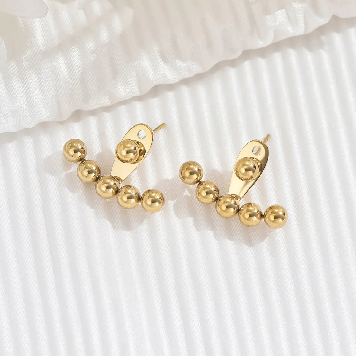 1 Pair Luxurious French Style Round Polishing Plating Stainless Steel 14k Gold Plated Ear Studs