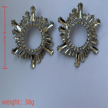 1 Pair Luxurious French Style Sun Plating Inlay Copper Alloy Rhinestones Silver Plated Ear Studs