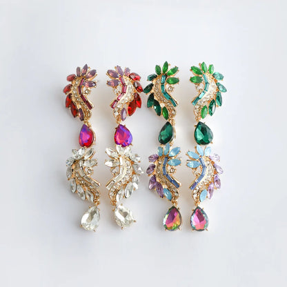 1 Pair Luxurious Geometric Inlay Alloy Glass Drop Earrings