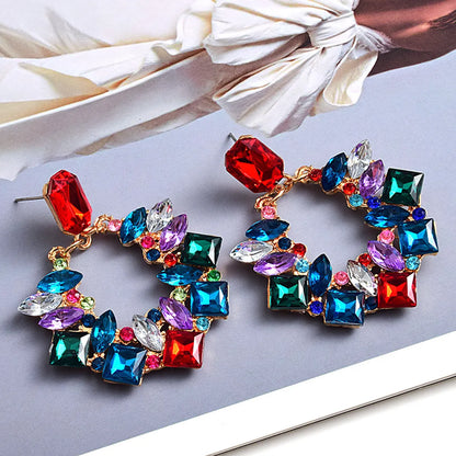 1 Pair Luxurious Geometric Plating Inlay Alloy Rhinestones Drop Earrings