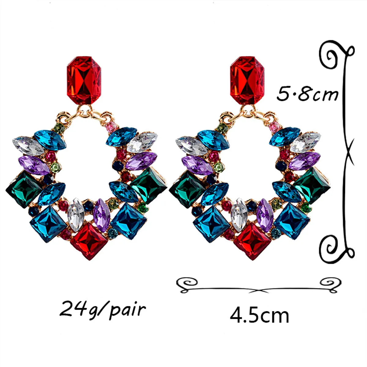 1 Pair Luxurious Geometric Plating Inlay Alloy Rhinestones Drop Earrings