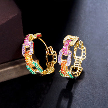 1 Pair Luxurious Geometric Plating Inlay Copper Zircon Earrings