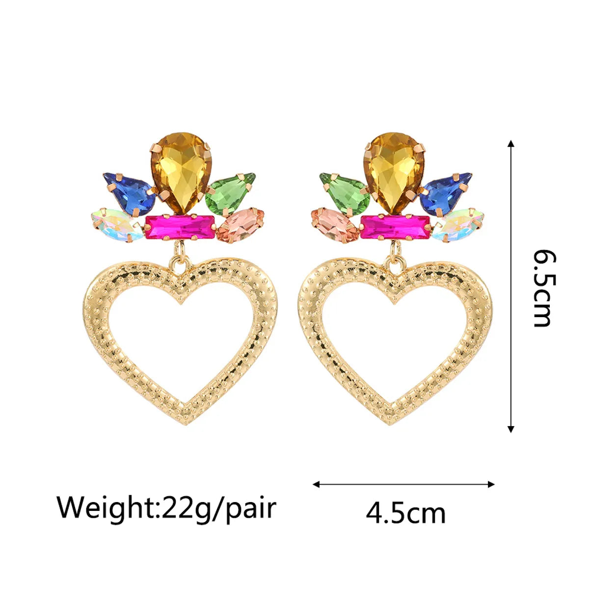 1 Pair Luxurious Heart Shape Inlay Zinc Alloy Rhinestones Dangling Earrings