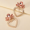 1 Pair Luxurious Heart Shape Inlay Zinc Alloy Rhinestones Dangling Earrings