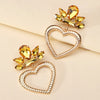 1 Pair Luxurious Heart Shape Inlay Zinc Alloy Rhinestones Dangling Earrings