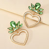 1 Pair Luxurious Heart Shape Inlay Zinc Alloy Rhinestones Dangling Earrings