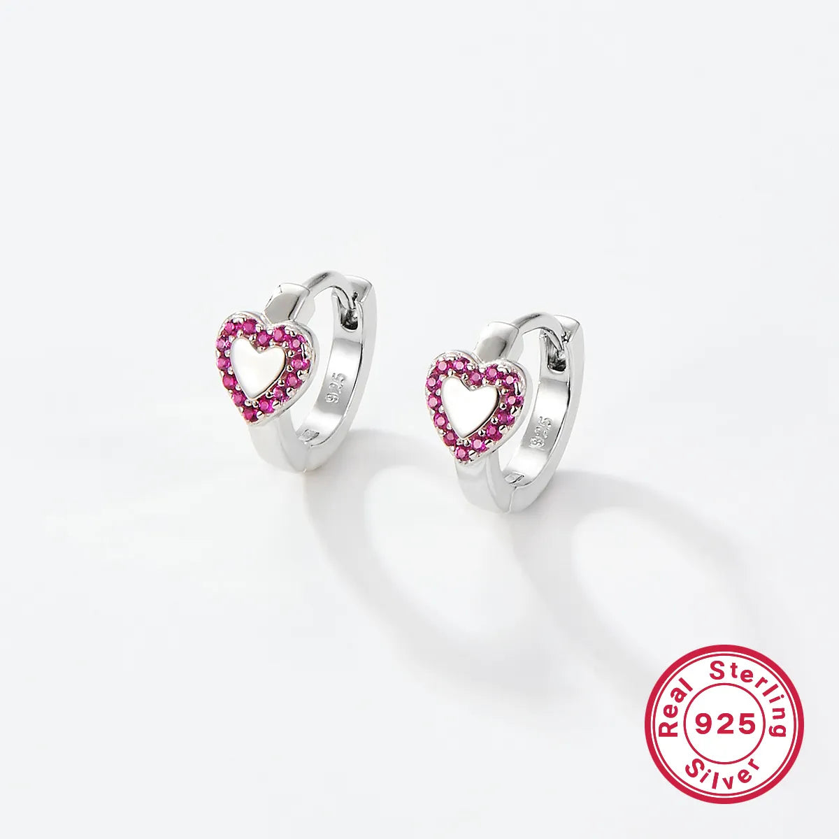 1 Pair Luxurious Heart Shape Plating Inlay Sterling Silver Zircon White Gold Plated Ear Studs