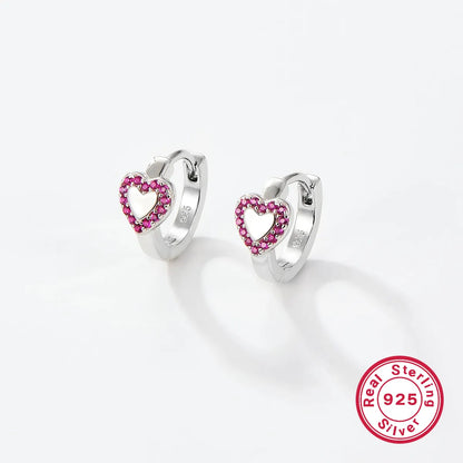 1 Pair Luxurious Heart Shape Plating Inlay Sterling Silver Zircon White Gold Plated Ear Studs