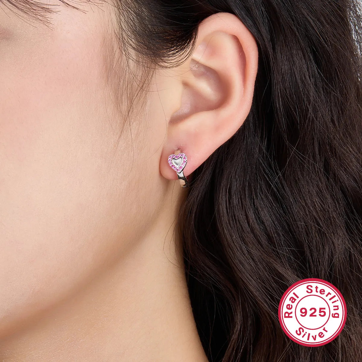 1 Pair Luxurious Heart Shape Plating Inlay Sterling Silver Zircon White Gold Plated Ear Studs