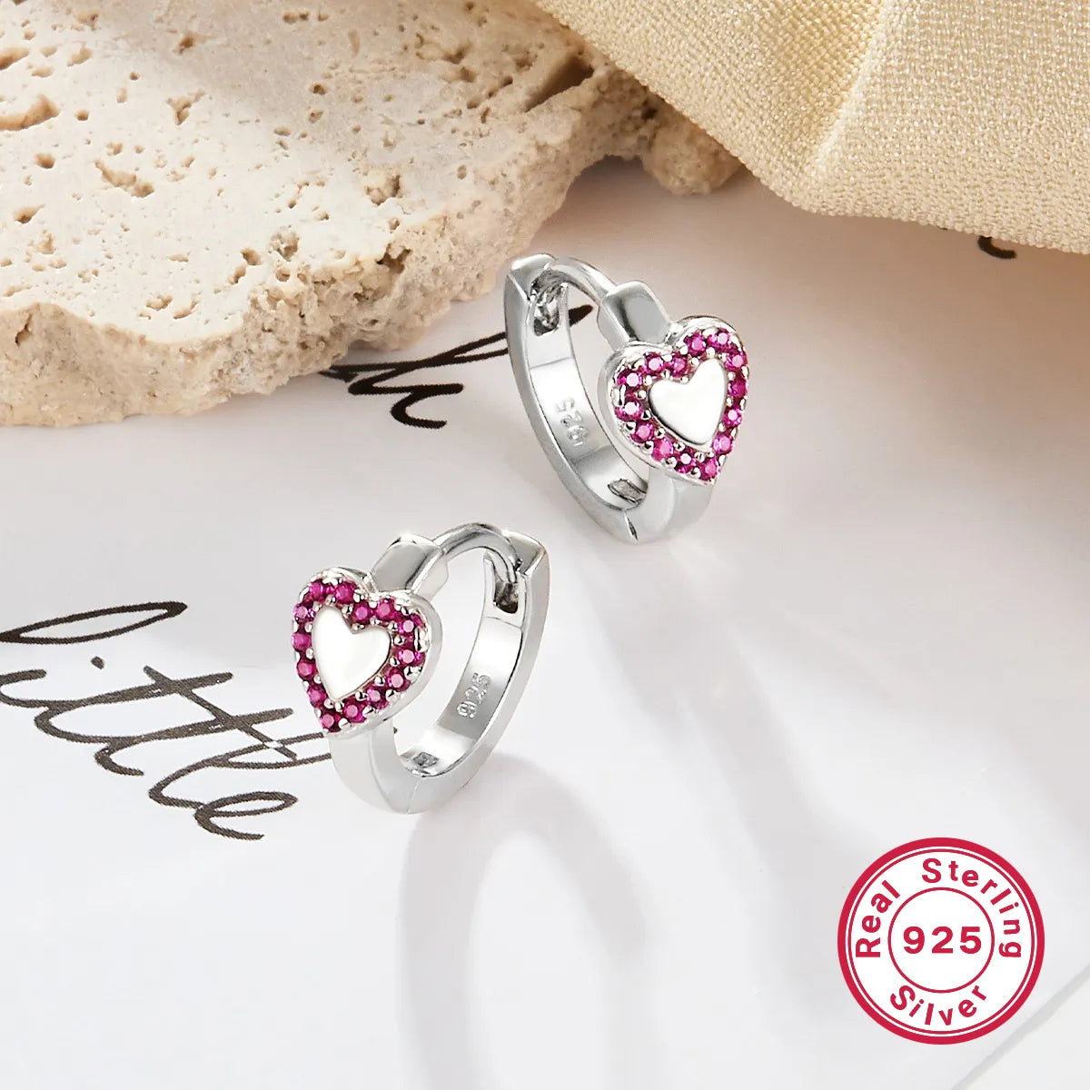 1 Pair Luxurious Heart Shape Plating Inlay Sterling Silver Zircon White Gold Plated Ear Studs