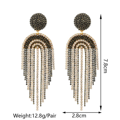 1 Pair Luxurious Lady Shiny Geometric Plating Inlay Zinc Alloy Rhinestones Dangling Earrings