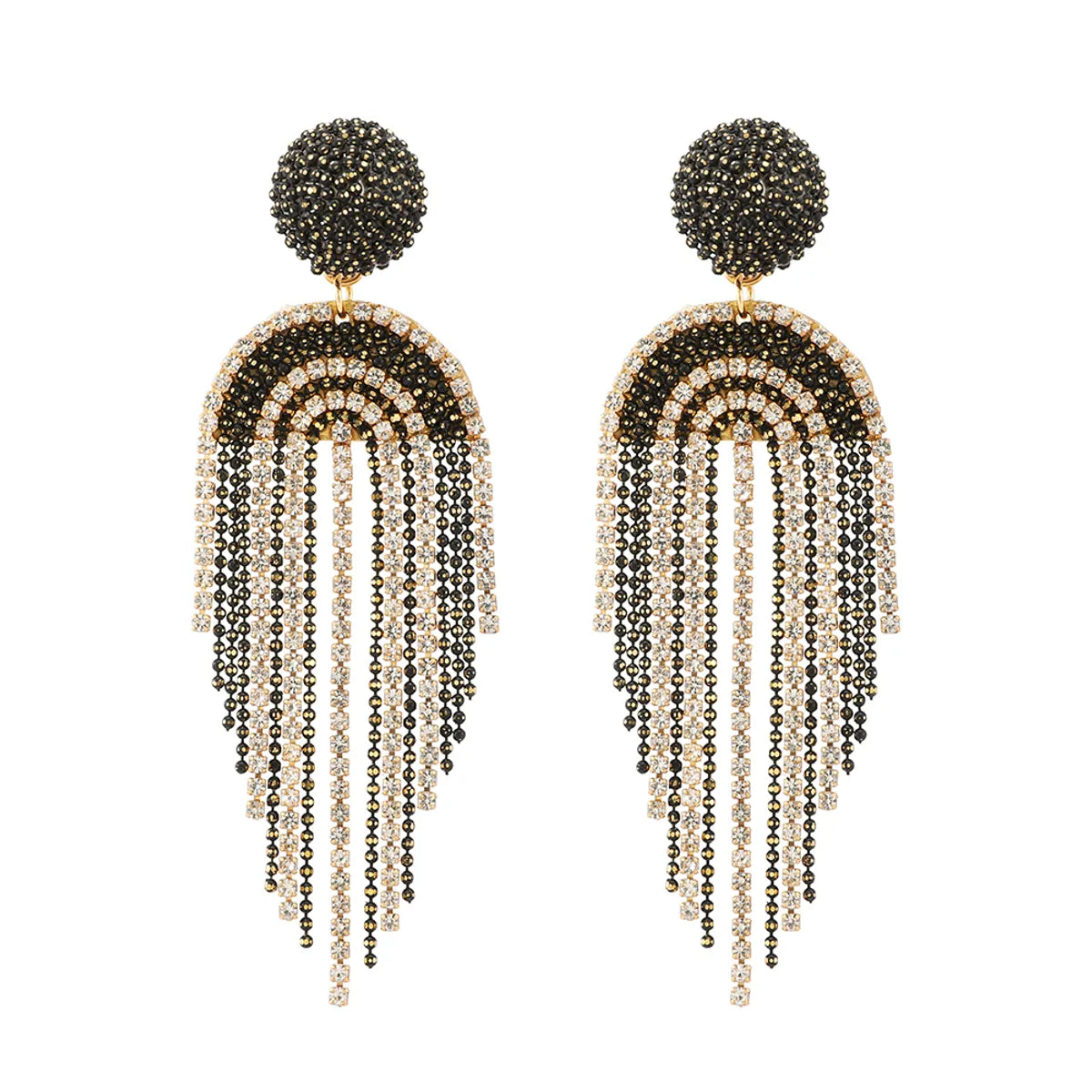 1 Pair Luxurious Lady Shiny Geometric Plating Inlay Zinc Alloy Rhinestones Dangling Earrings