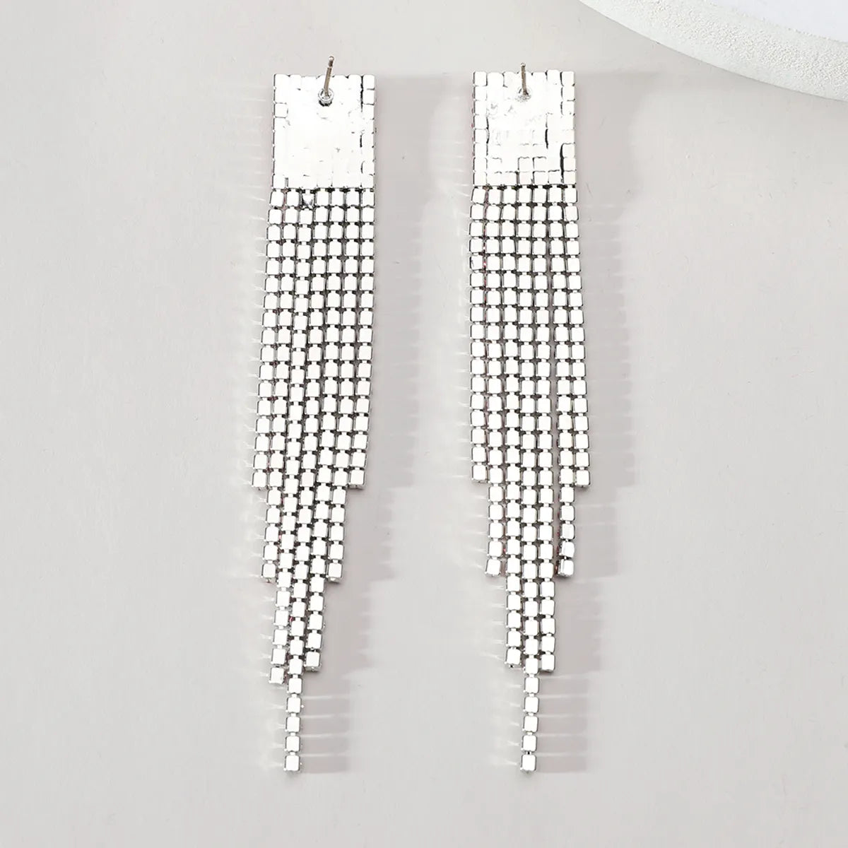 1 Pair Luxurious Lady Shiny Tassel Inlay Zinc Alloy Crystal Dangling Earrings