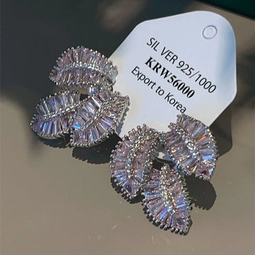 1 Pair Luxurious Modern Style Leaf Plating Inlay Copper Zircon Earrings