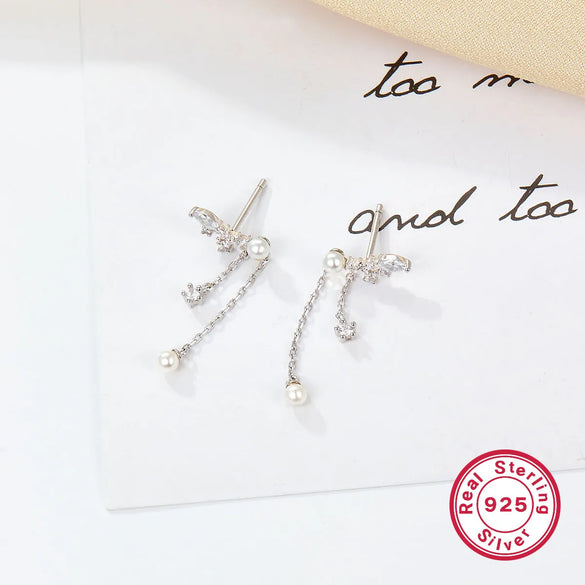 1 Pair Luxurious Queen Bridal Round Flower Plating Inlay Sterling Silver Zircon White Gold Plated Drop Earrings