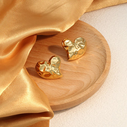 1 Pair Luxurious Romantic Commute Heart Shape Plating 304 Stainless Steel 18K Gold Plated Ear Studs