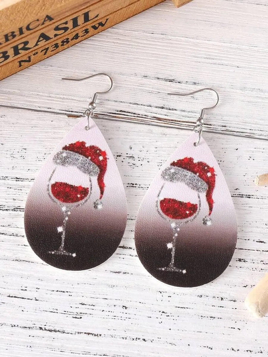 1 Pair Luxurious Romantic Simple Style Water Droplets Pu Leather Drop Earrings