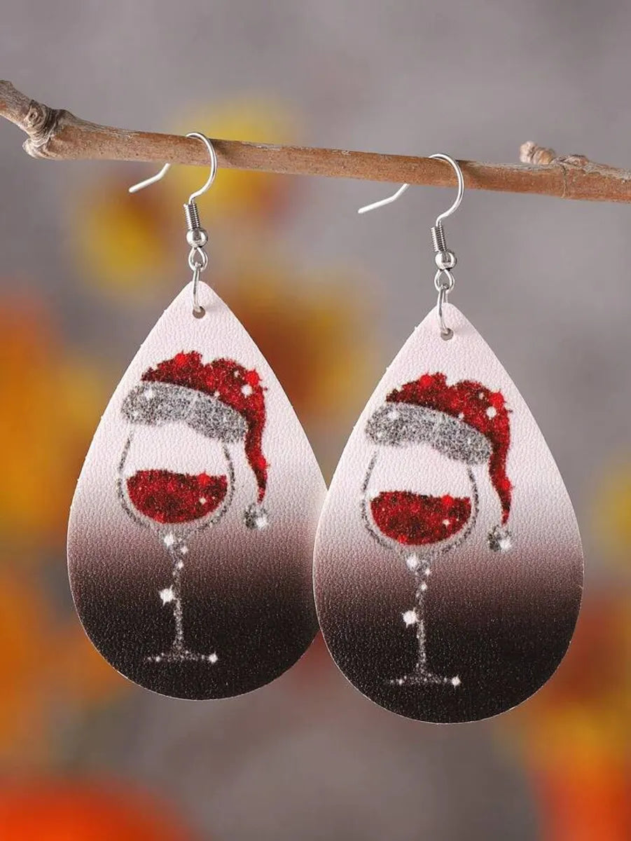 1 Pair Luxurious Romantic Simple Style Water Droplets Pu Leather Drop Earrings