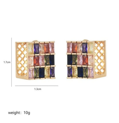 1 Pair Luxurious Shiny Circle Square Plating Inlay Copper Zircon 18k Gold Plated Earrings